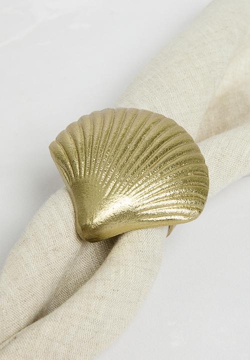 Sixth Floor - Shelly Napkin Rings set of 4 - Gold