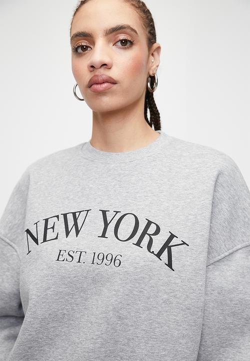 Superbalist - New york printed crew - grey mel
