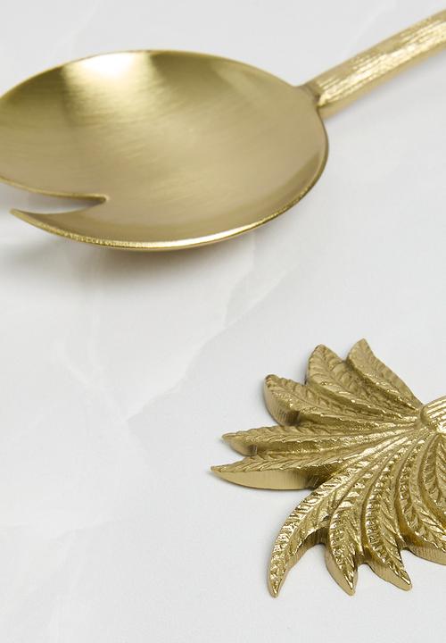 Sixth Floor - Palm Serving Spoons set of 2 - Gold