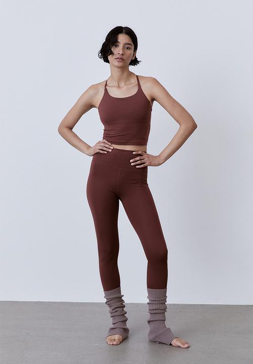 Softmove™ cropped sports vest top - rust brown - 1210257002