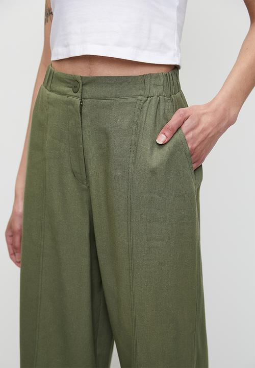 Superbalist - Linen barrel leg - green