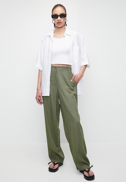 Superbalist - Linen barrel leg - green