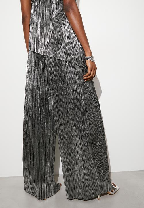 VELVET - Co-ord pleated wide leg - silver