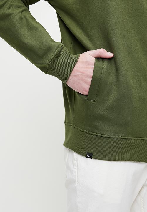 Superbalist - Relaxed Fit Print Zip Thru Hoodie - Olive