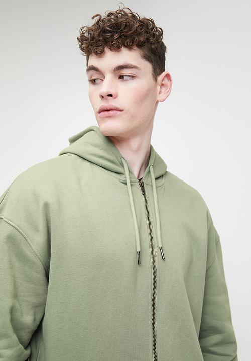 Superbalist - Relaxed Fit Zip Thru Hoodie - Olive