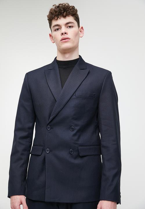 Superbalist - Double breasted Slim Fit Jacket - Navy pinstripe