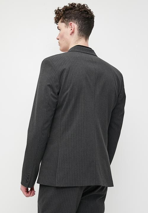 Superbalist - Double breasted Slim Fit Jacket - Grey pinstripe