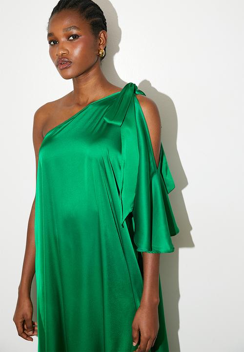 VELVET - Cold shoulder detail asym kaftan dress - green