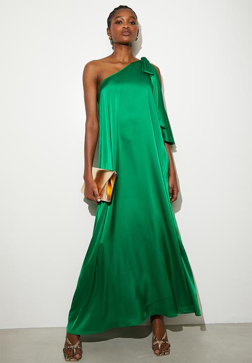 VELVET - Cold shoulder detail asym kaftan dress - green