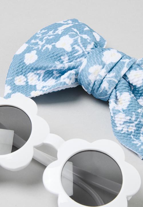 Pop Candy - Hair bow and sunglass set - blue & white