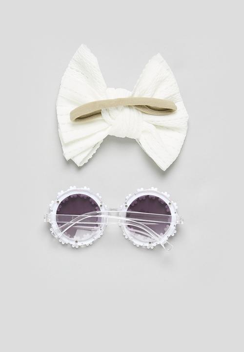 Pop Candy - Hair bow and sunglass set - white