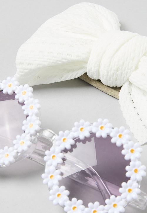 Pop Candy - Hair bow and sunglass set - white