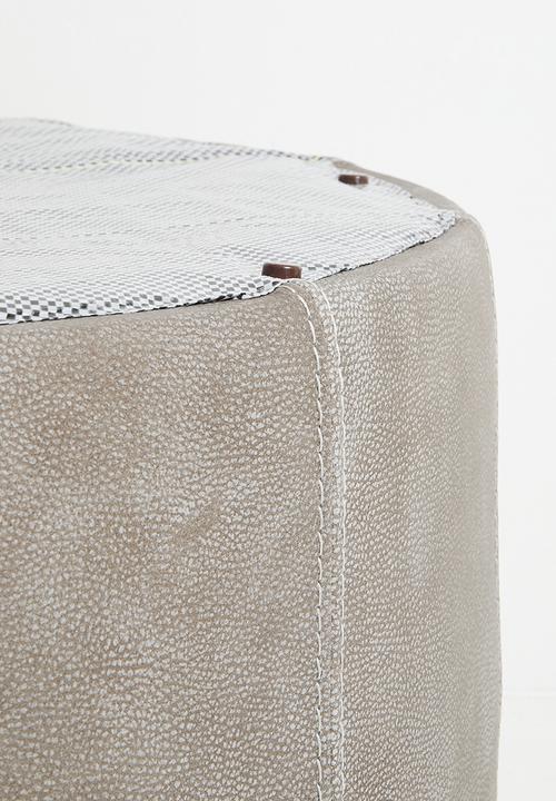 Sixth Floor - Rialto genuine leather ottoman - andes graphite