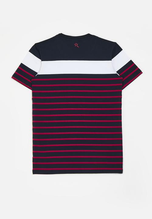 SOVIET - Boys crew neck y/dye stripe - navy2