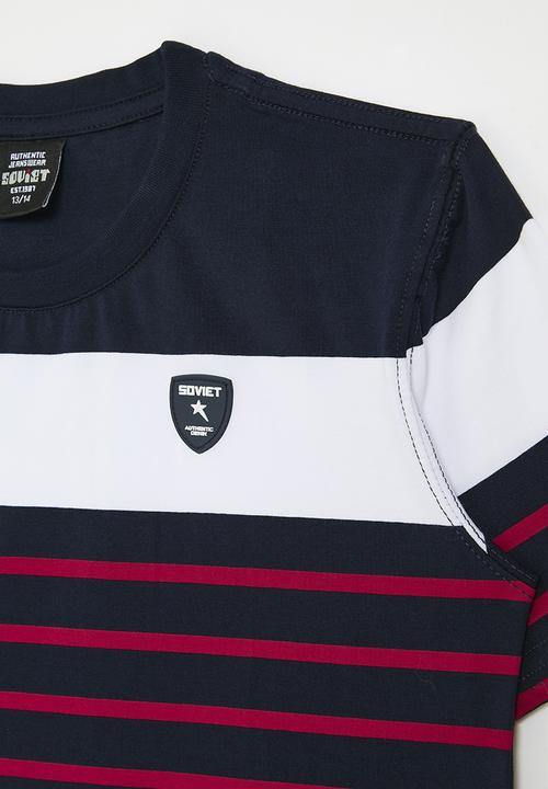 SOVIET - Boys crew neck y/dye stripe - navy2