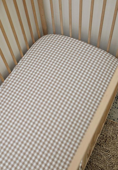 Phlo Studio - Cotton fitted sheet - natural Gingham