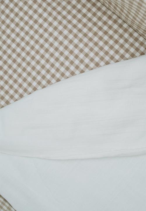 Phlo Studio - Cotton fitted sheet - natural Gingham