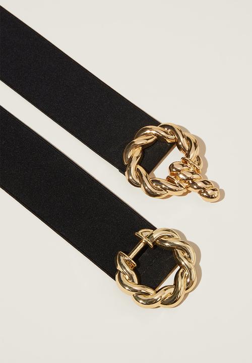 Rubi - Oversized stretch belt - black/gold