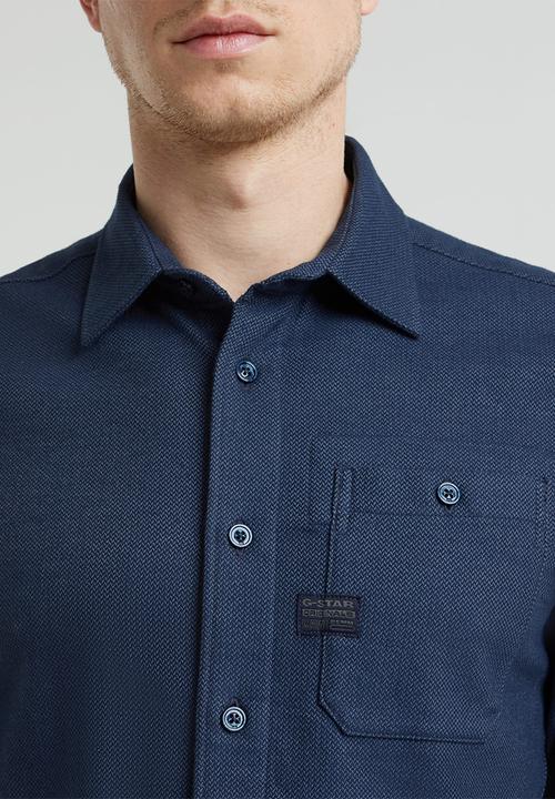 G-STAR - Bristum 2.0 slim shirt l\s - dk sea blue bt