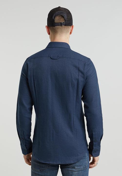 G-STAR - Bristum 2.0 slim shirt l\s - dk sea blue bt