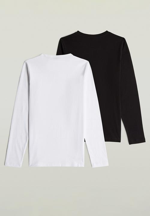 G-STAR - T-shirt l\s regular 2pk - dk black
