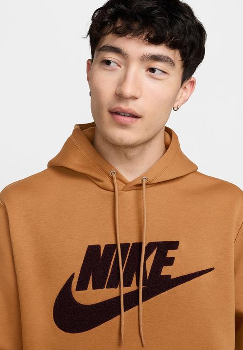 Nike - Nike Club Fleece Pullover Futura Hoodie  - flax