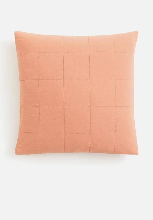Quilted satin cushion cover - light orange