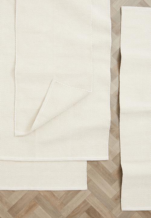 H&M - Textured cotton rug - Natural white Beige