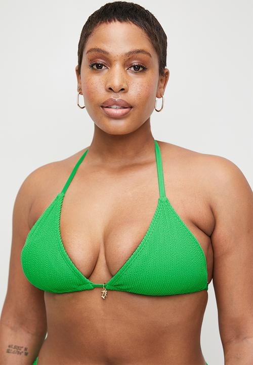 Cotton On - Plus Slider Triangle Bikini Top - Palm Leaf Crinkle