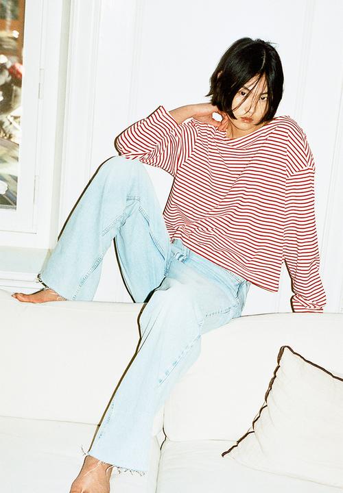 H&M - Oversized boat-neck top - red
