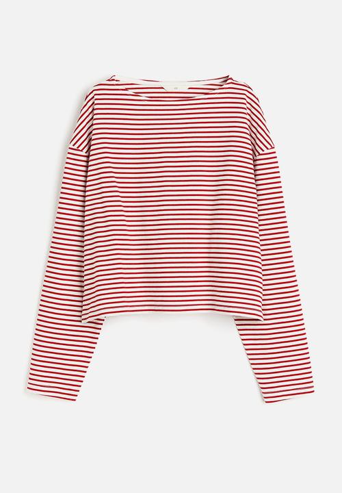 H&M - Oversized boat-neck top - red