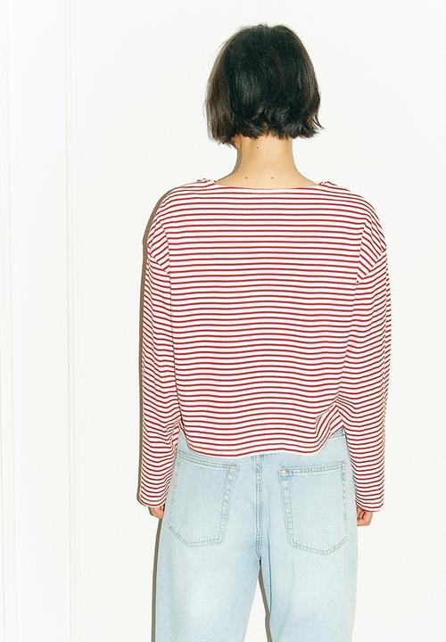 H&M - Oversized boat-neck top - red