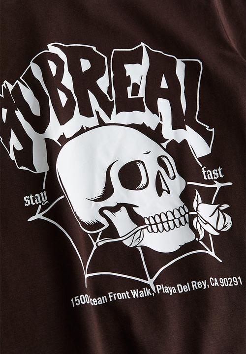 H&M - Printed cotton T-shirt - dark brown skull