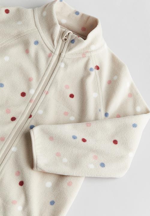 H&M - Fleece jacket - light beige spotted 