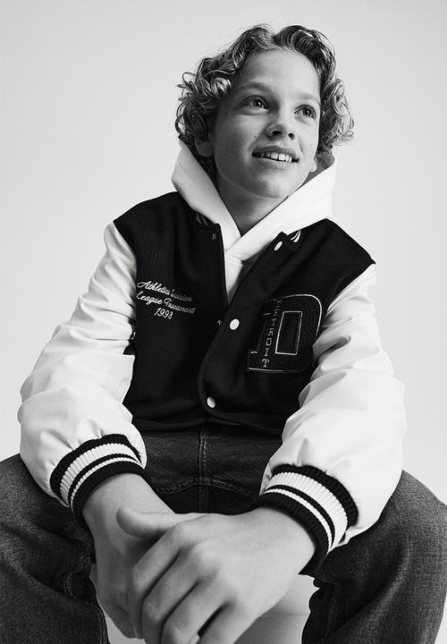 H&M - Appliquéd baseball jacket - navy blue detroit 