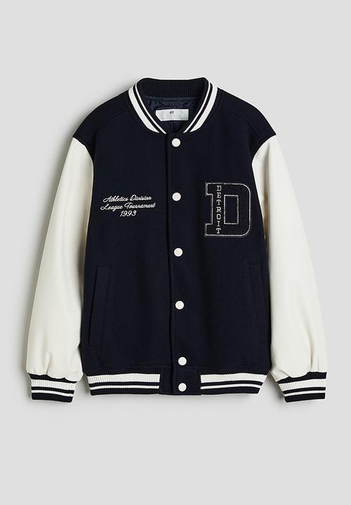 H&M - Appliquéd baseball jacket - navy blue detroit 