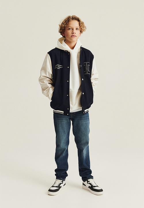 H&M - Appliquéd baseball jacket - navy blue detroit 