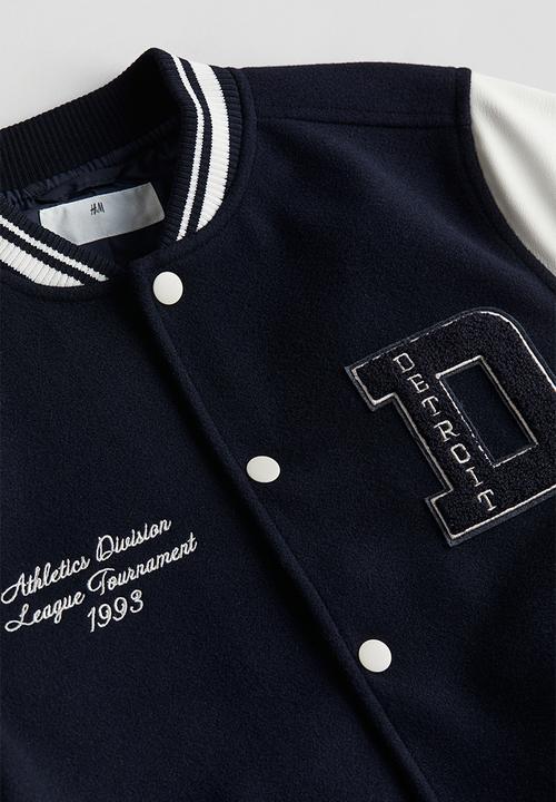 H&M - Appliquéd baseball jacket - navy blue detroit 
