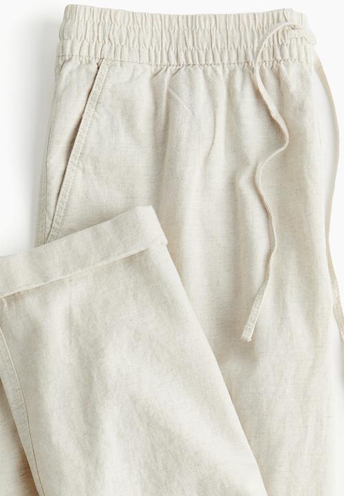 H&M - Linen-blend joggers - light beige
