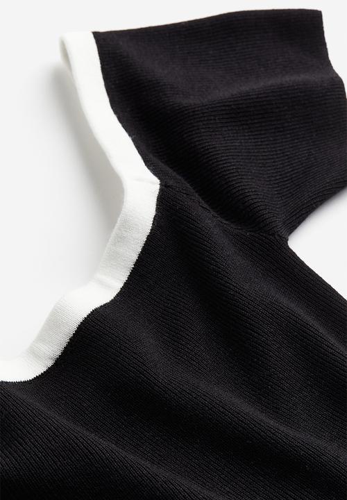 H&M - Rib-knit off-the-shoulder top - black