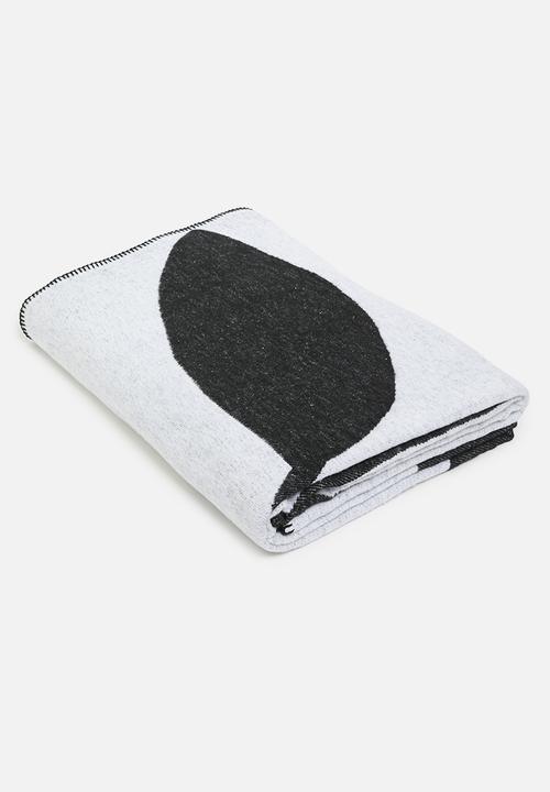 Sixth Floor - Foliage Cotton Blend Bed Blanket - Black & Nat