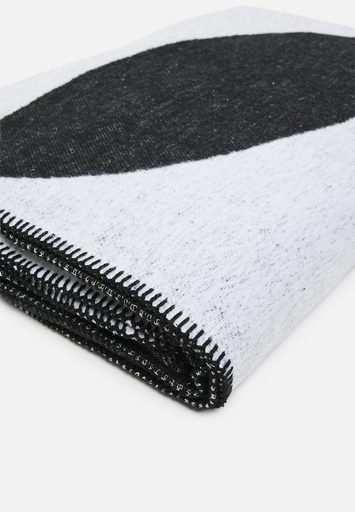 Sixth Floor - Foliage Cotton Blend Bed Blanket - Black & Nat
