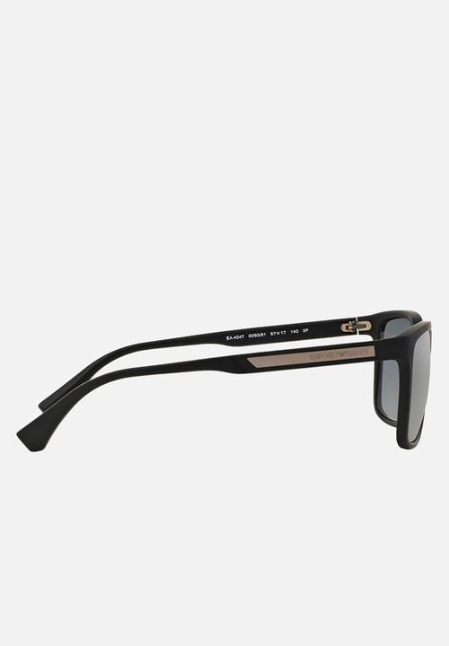 Emporio Armani - Polar grey lens with black rubber wayfarer sunglasses 56mm - black