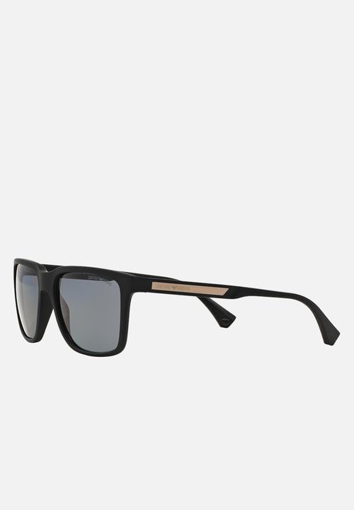 Emporio Armani - Polar grey lens with black rubber wayfarer sunglasses 56mm - black