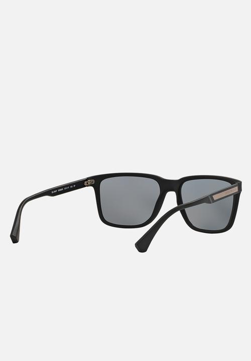 Emporio Armani - Polar grey lens with black rubber wayfarer sunglasses 56mm - black