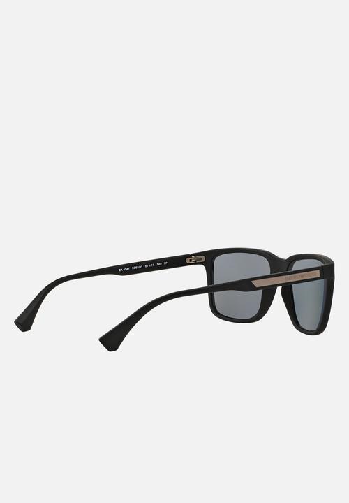 Emporio Armani - Polar grey lens with black rubber wayfarer sunglasses 56mm - black