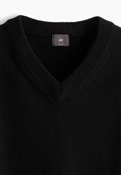 H&M - Loose fit v-neck sweater vest - black