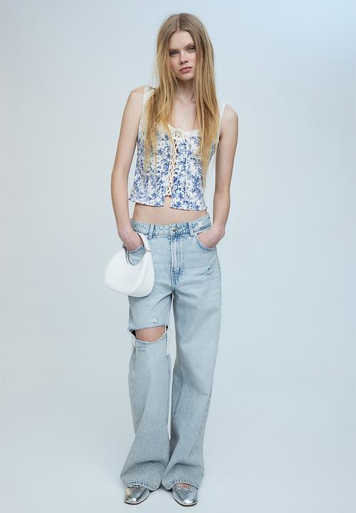 H&M - Wide high jeans - pale denim blue
