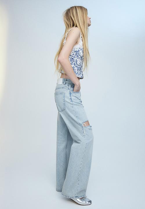 H&M - Wide high jeans - pale denim blue
