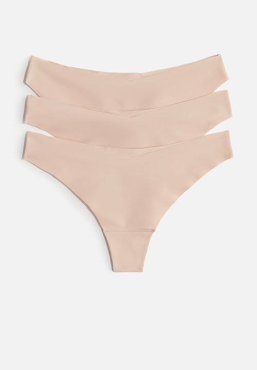 H&M - 3 Pack invisible thong briefs - beige